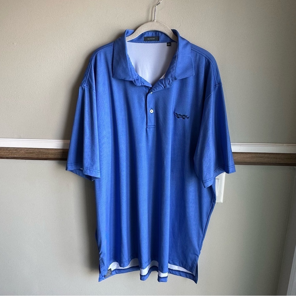 Turtleson Blue Polka Dot Short Sleeve Performance Golf Polo Shirt